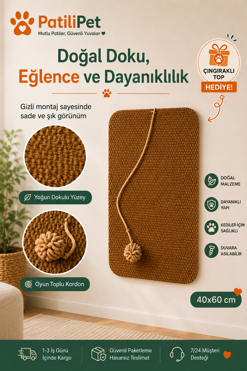Patilipet | Kedi Tırmalama Oyun Halısı