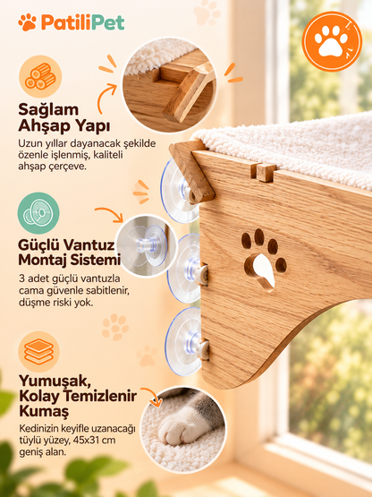 Patilipet | Vantuzlu Cama Yapışan Kedi Hamağı