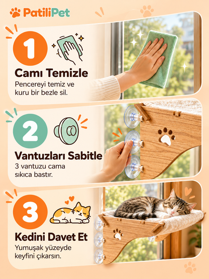 Patilipet | Vantuzlu Cama Yapışan Kedi Hamağı