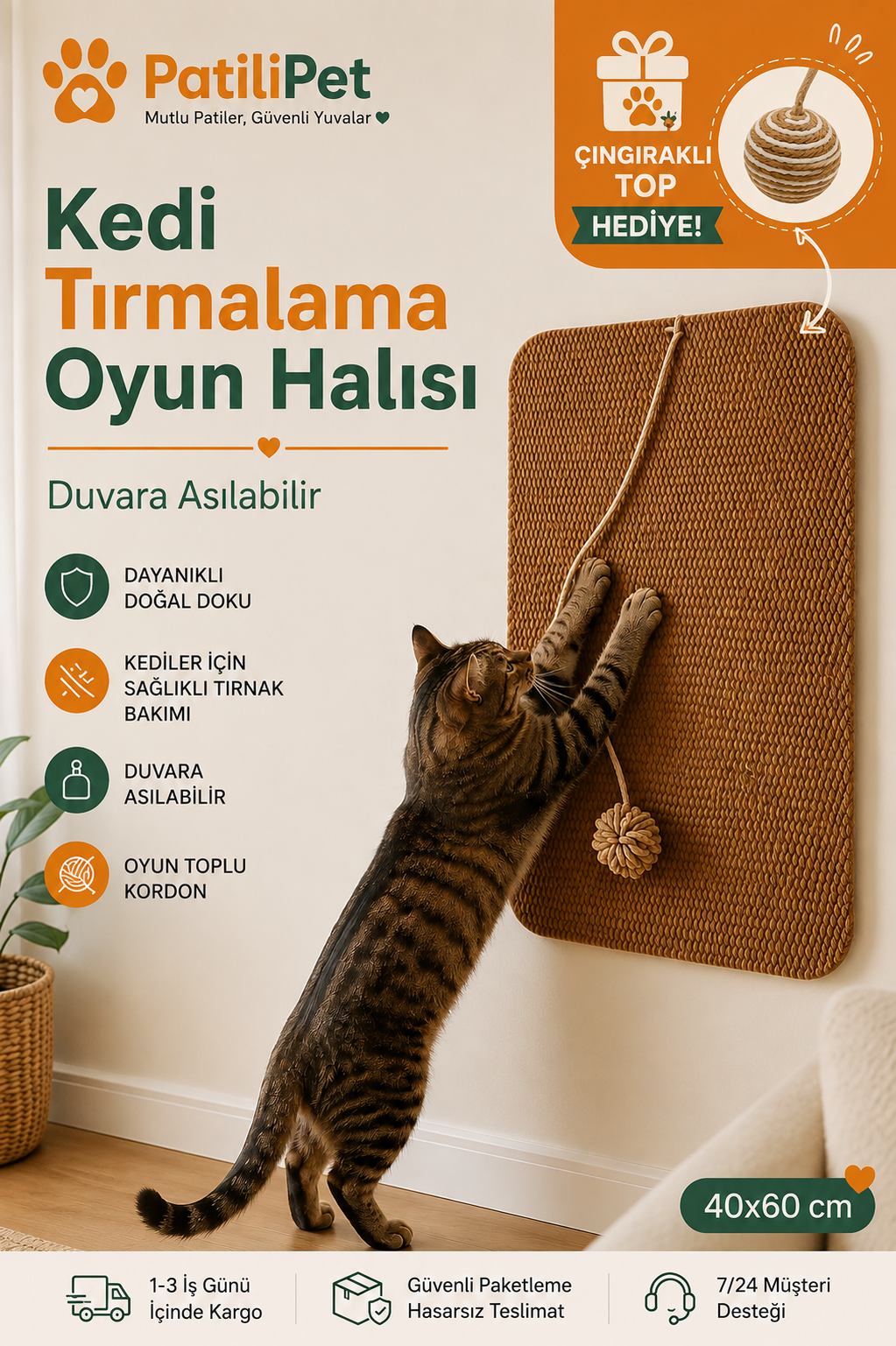 Patilipet | Kedi Tırmalama Oyun Halısı