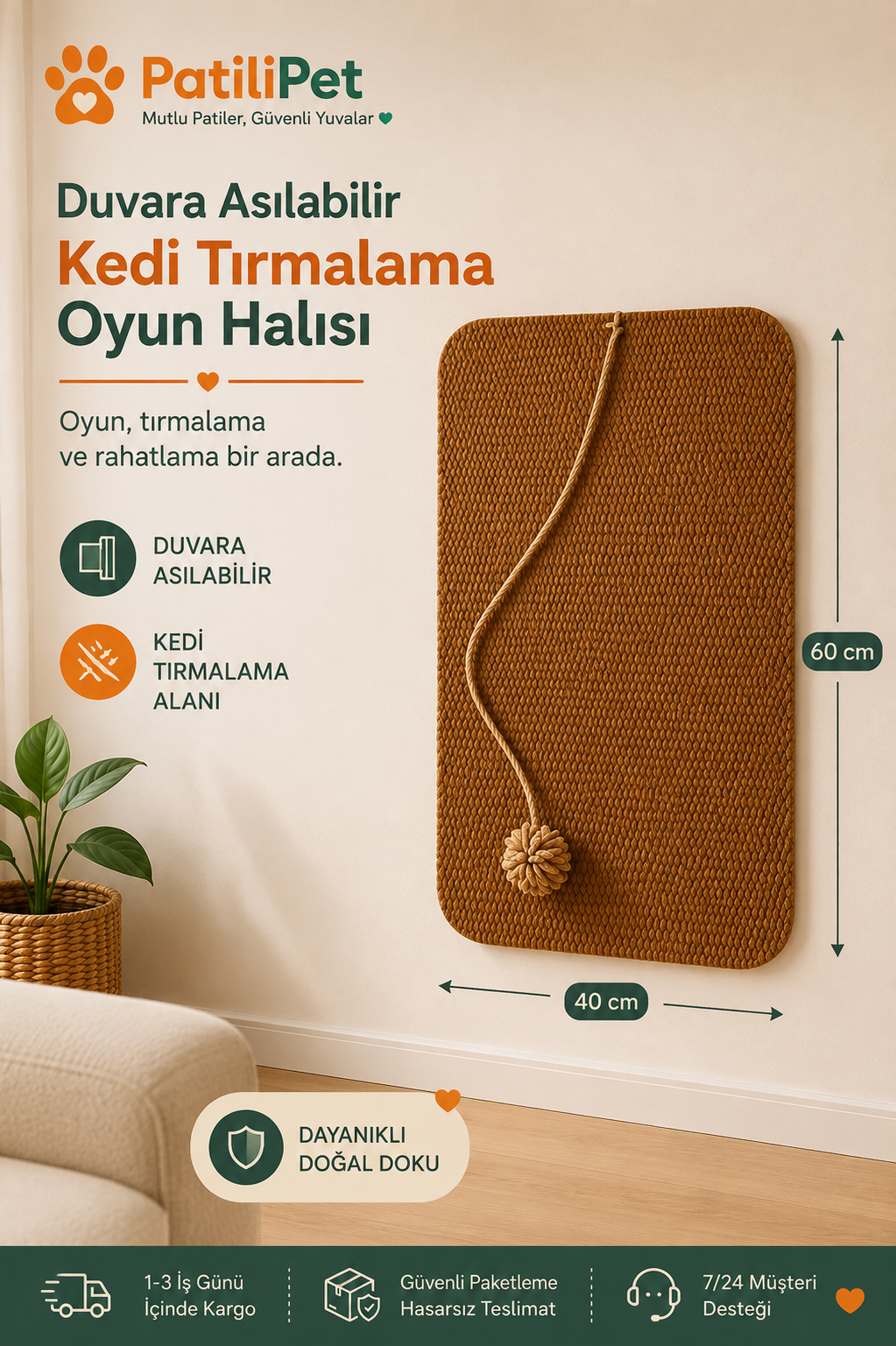 Patilipet | Kedi Tırmalama Oyun Halısı