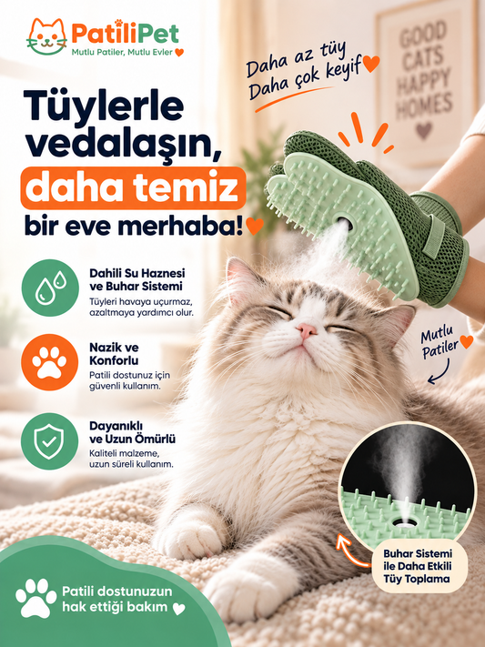 Patilipet | Buharlı Kedi Masaj Eldiveni