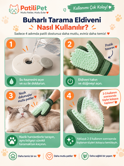 Patilipet | Buharlı Kedi Masaj Eldiveni