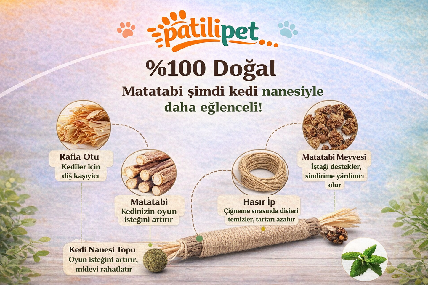 PatiliPet | %100 Doğal Matatabi Çiğneme Çubuğu