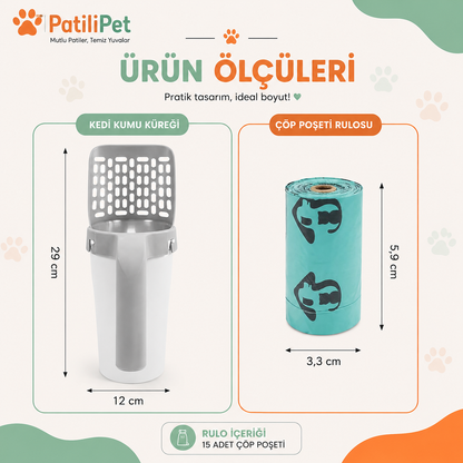 Patilipet | Katzentoilette-Streuschaufel mit Behälter