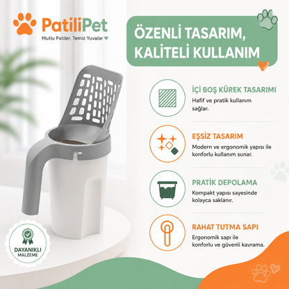 Patilipet | Katzentoilette-Streuschaufel mit Behälter
