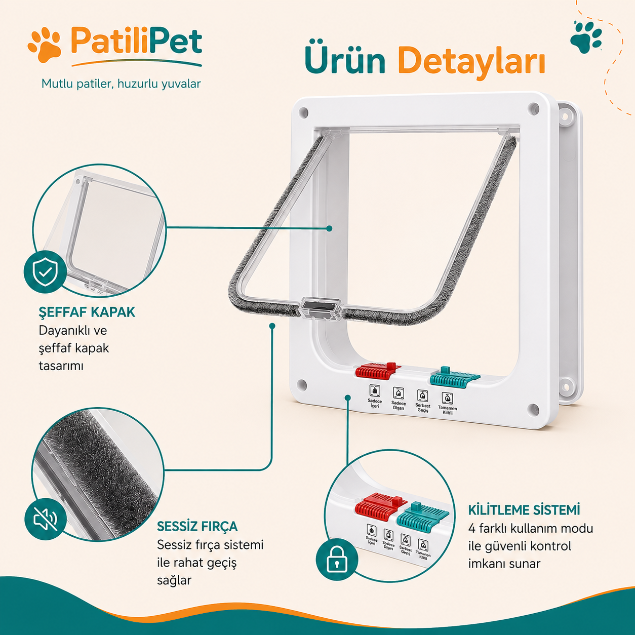 PatiliPet | Kilitlenebilir Kedi Kapısı