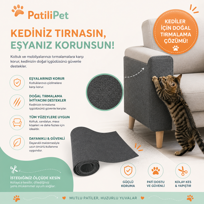 PatiliPet | Yapışkanlı ve Kesilebilir Tırmalama Koruyucu Mat