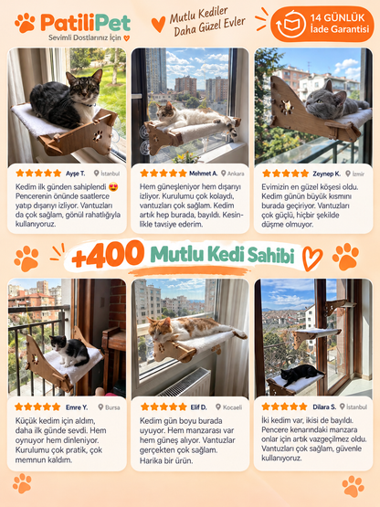 Patilipet | Vantuzlu Cama Yapışan Kedi Hamağı