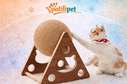 PatiliPet | Ahşap Kedi Tırmalama Topu