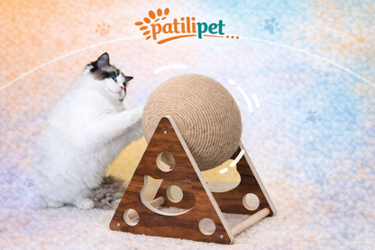 PatiliPet | Ahşap Kedi Tırmalama Topu
