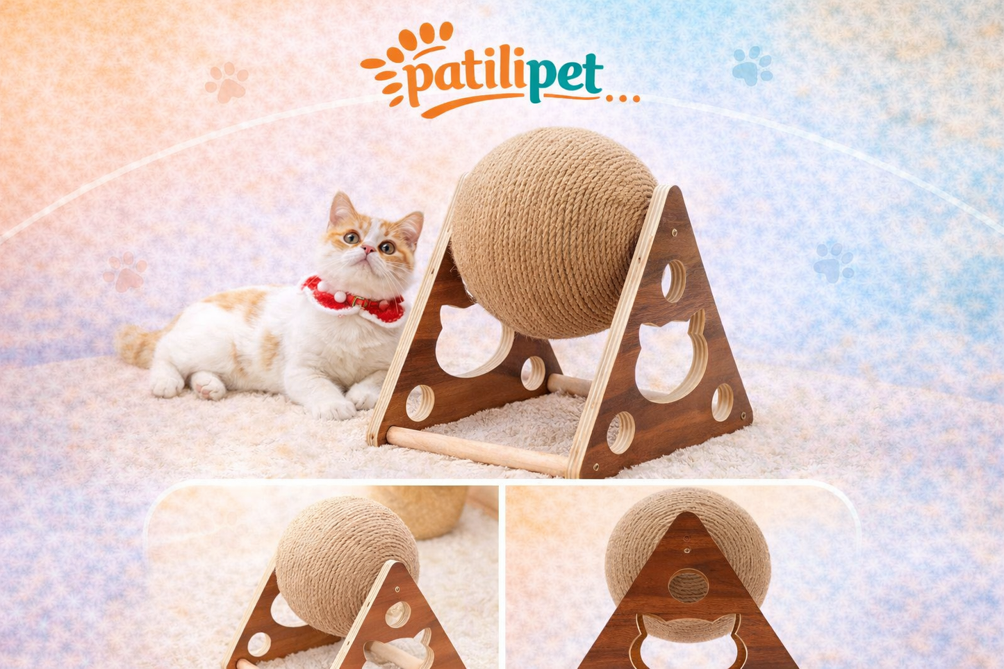 PatiliPet | Ahşap Kedi Tırmalama Topu