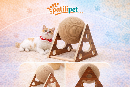 PatiliPet | Ahşap Kedi Tırmalama Topu