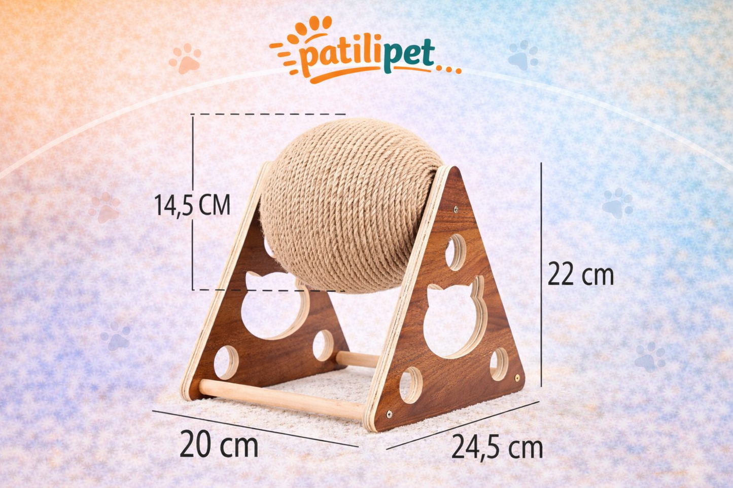 PatiliPet | Ahşap Kedi Tırmalama Topu