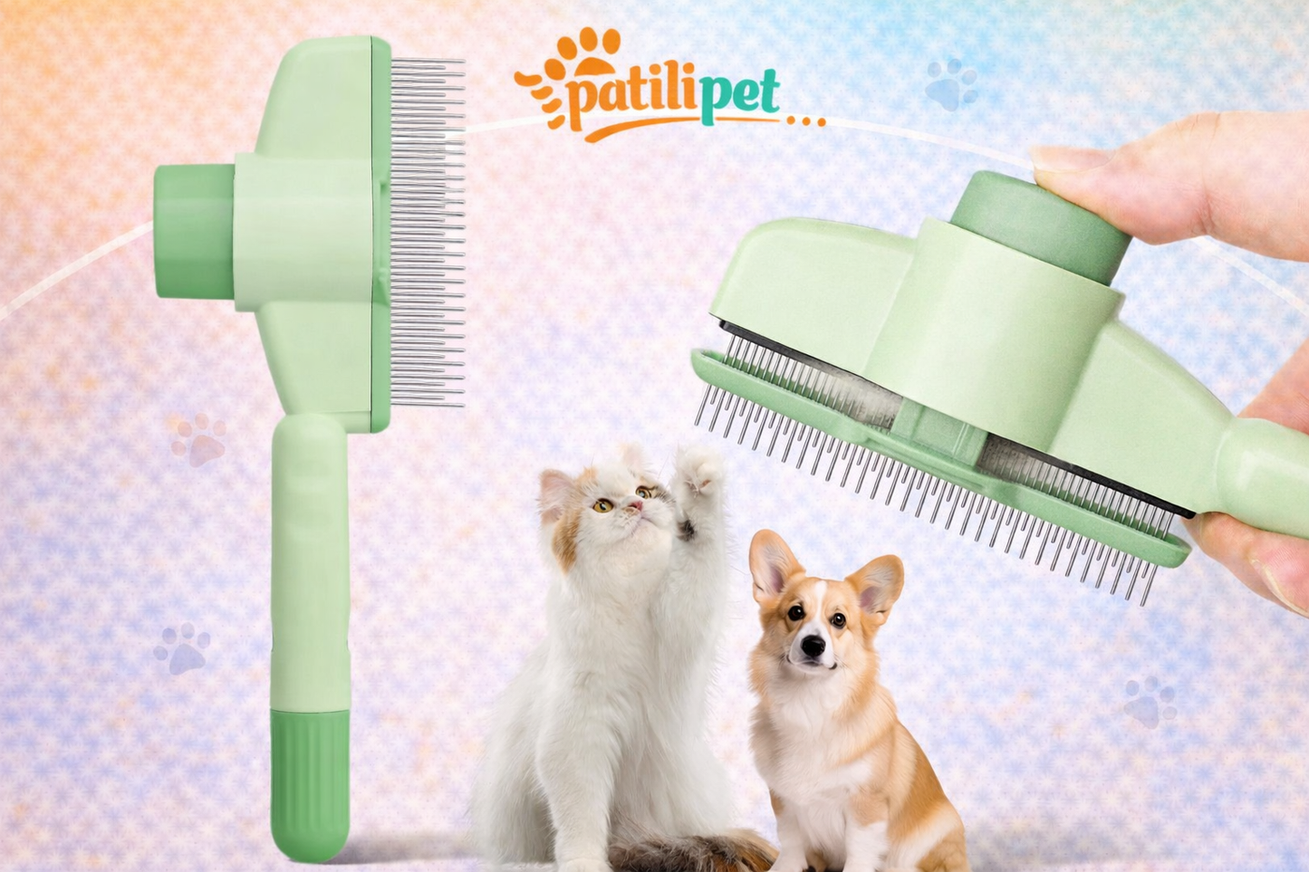 PatiliPet  |  Tek Tıklama Kedi & Köpek Tüy Toplama Tarağı
