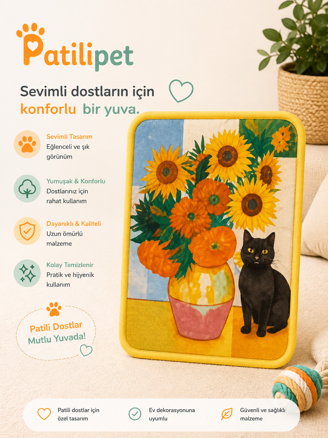 PatiliPet | Desenli Kedi Tırmalama Matı
