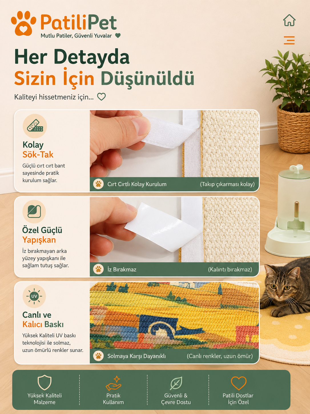 PatiliPet | Desenli Kedi Tırmalama Matı