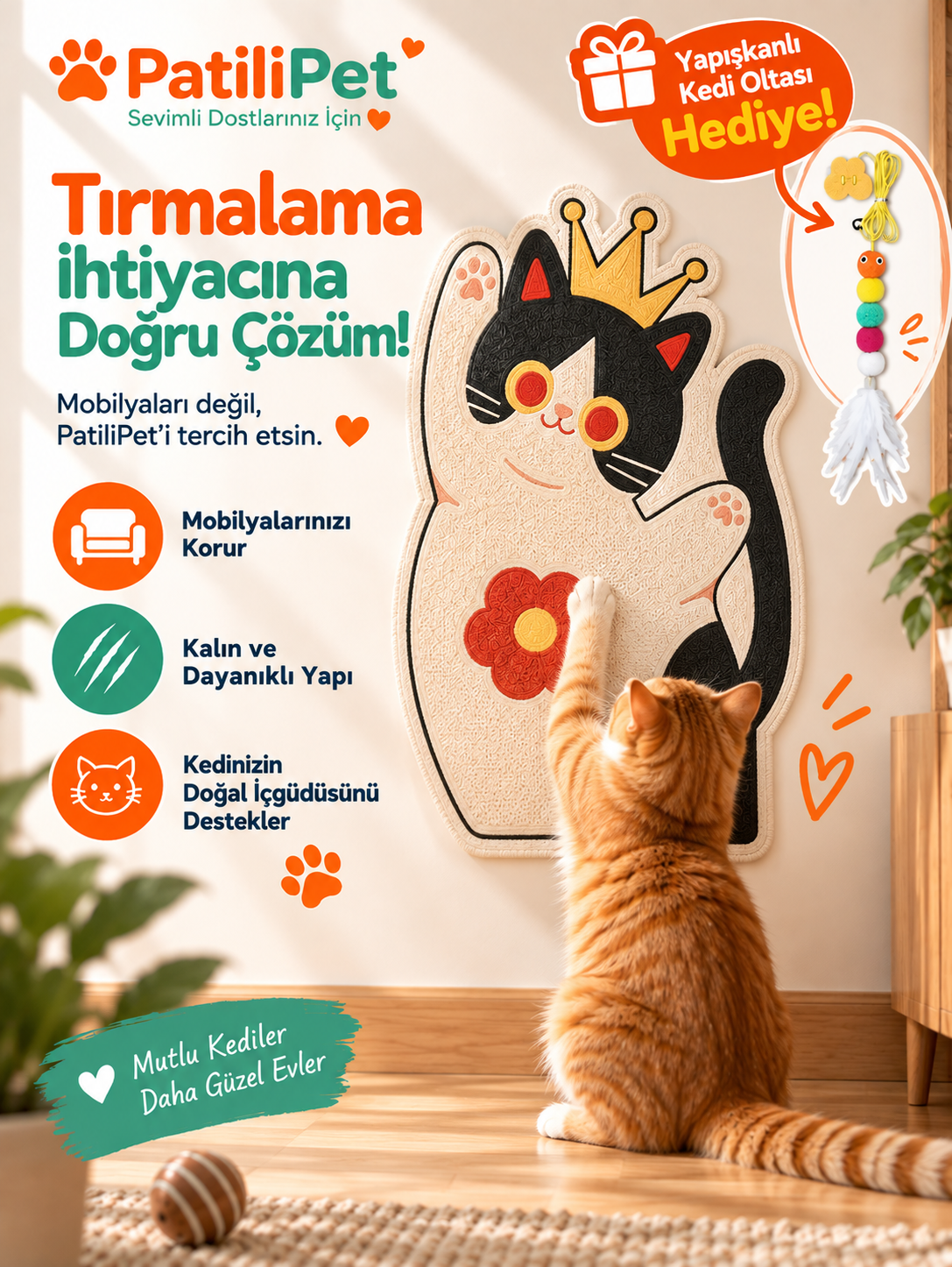 PatiliPet | Kedi Tırmalama Duvar Matı