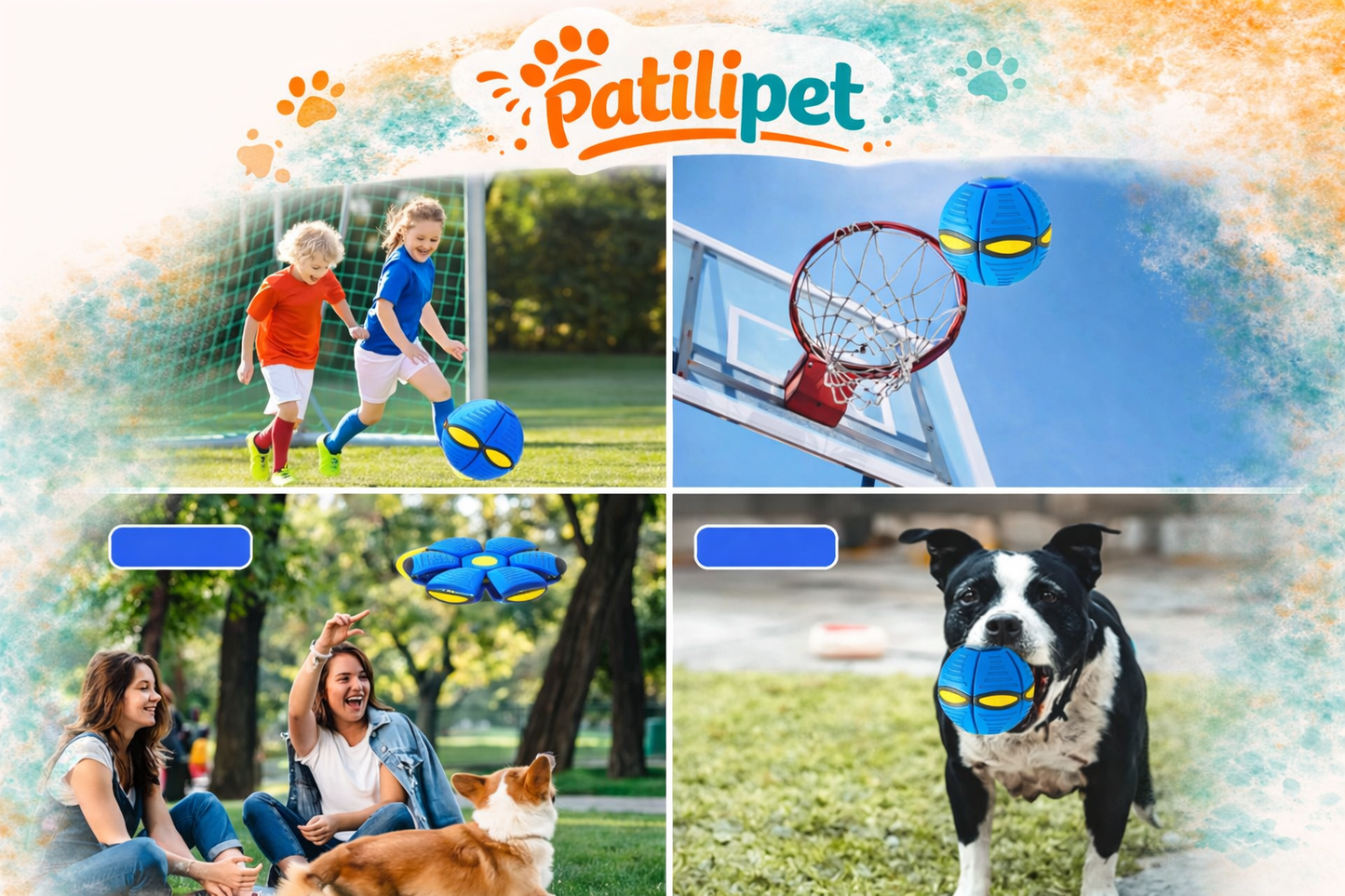 PatiliPet | Işıklı Zıplayan Frizbi Evcil Hayvan Topu