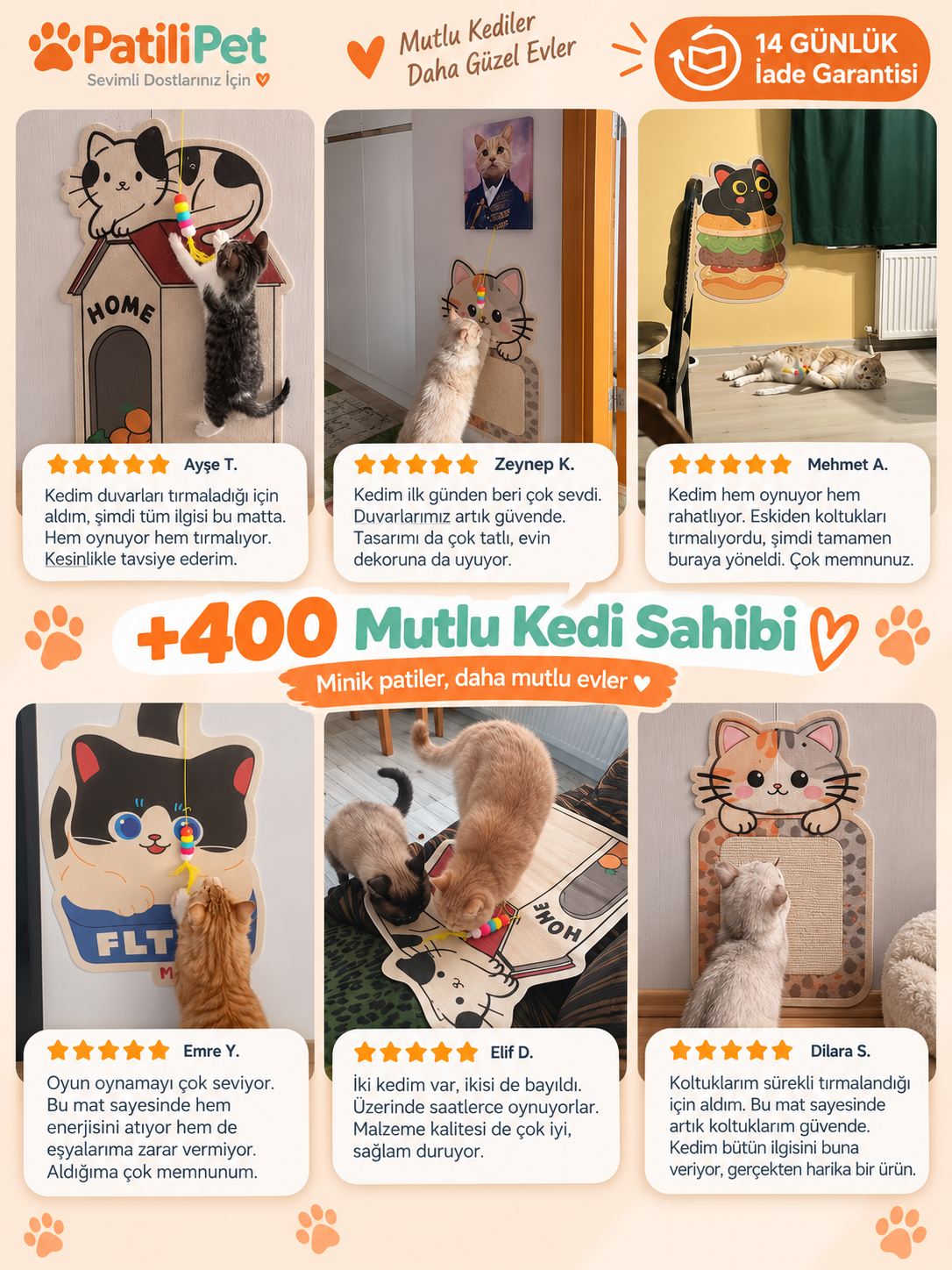 PatiliPet | Kedi Tırmalama Duvar Matı