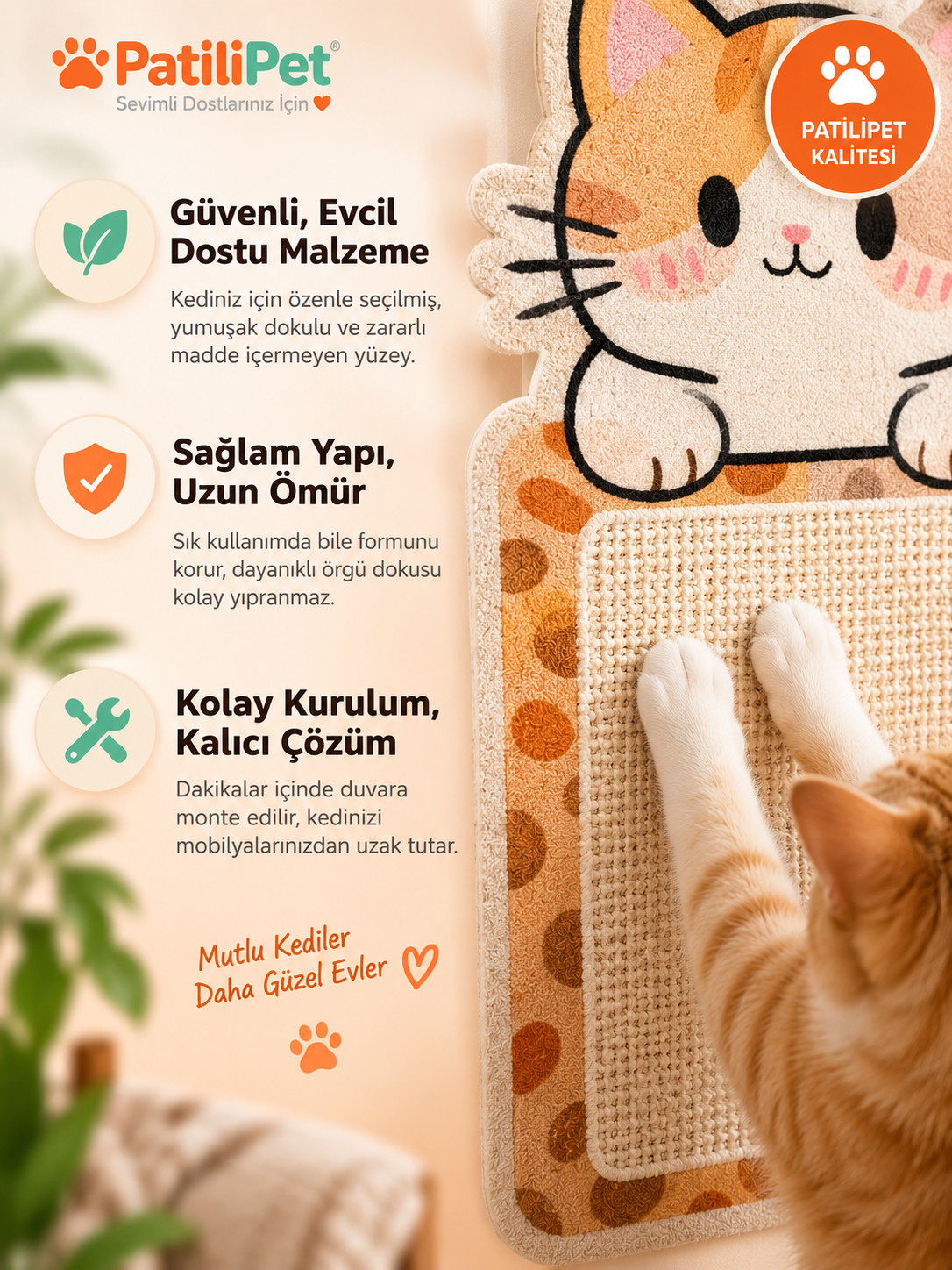 PatiliPet | Kedi Tırmalama Duvar Matı