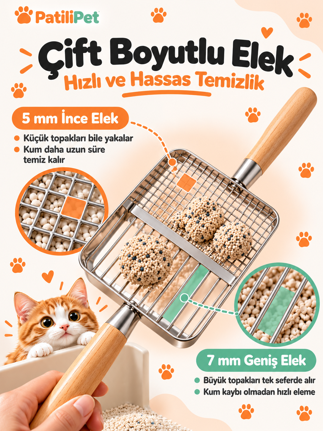 Patilipet | Paslanmaz Çelik Kedi Kum Küreği