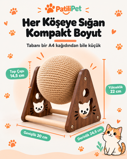 PatiliPet | Ahşap Kedi Tırmalama Topu