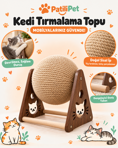 PatiliPet | Ahşap Kedi Tırmalama Topu