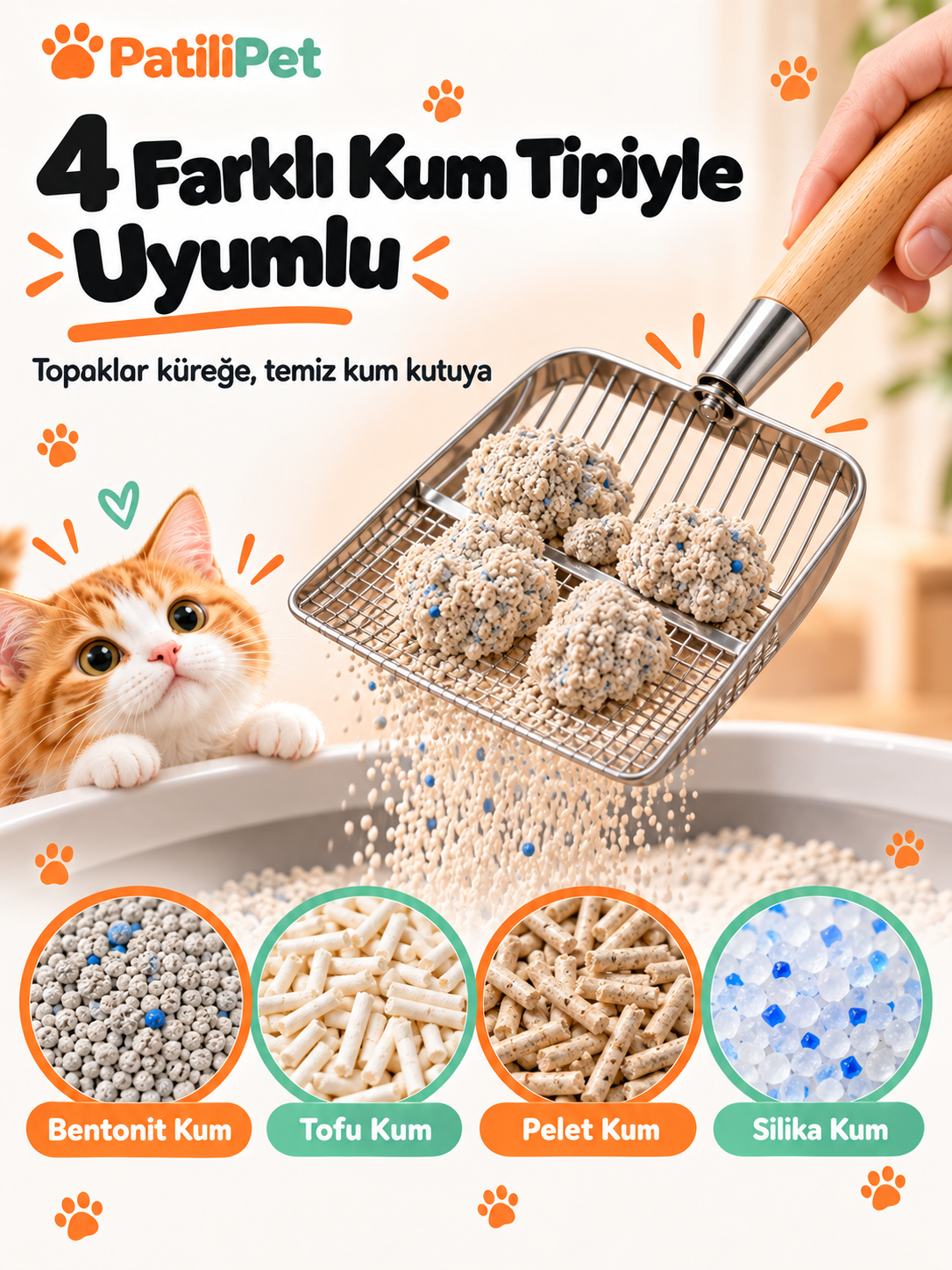 Patilipet | Paslanmaz Çelik Kedi Kum Küreği