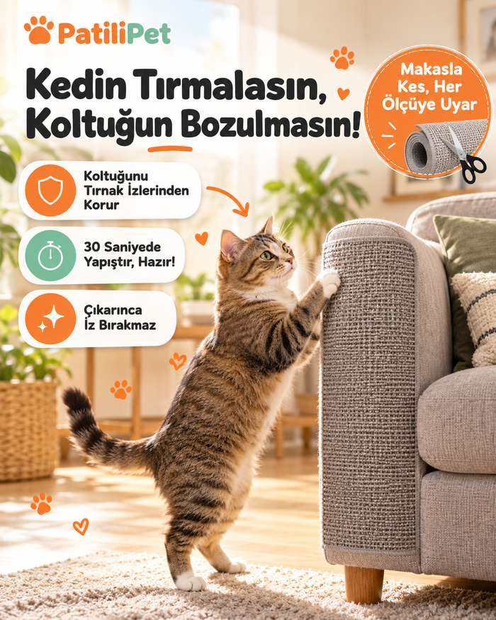 PatiliPet | Yapışkanlı ve Kesilebilir Tırmalama Koruyucu Mat