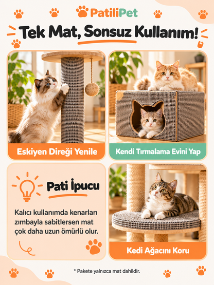 PatiliPet | Yapışkanlı ve Kesilebilir Tırmalama Koruyucu Mat